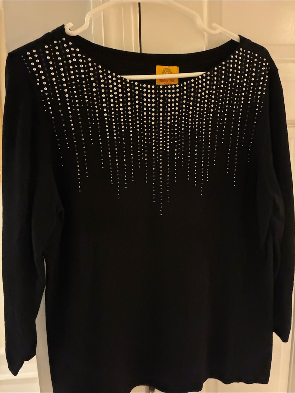 Ruby Rd. Black Rhinestone-Embellished Sweatshirt - Picture 1 of 6